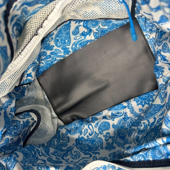 Lululemon Black Blue Happy Hatha Hour Bag Blue Paisley Interior Exterior Pockets - Picture 15 of 16